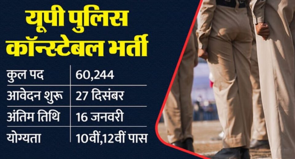 UP Police Constable: UP Police में 60000+ कांस्टेबल पदों के लिए आवेदन का आज आखिरी मौका, अभी अप्लाई करें